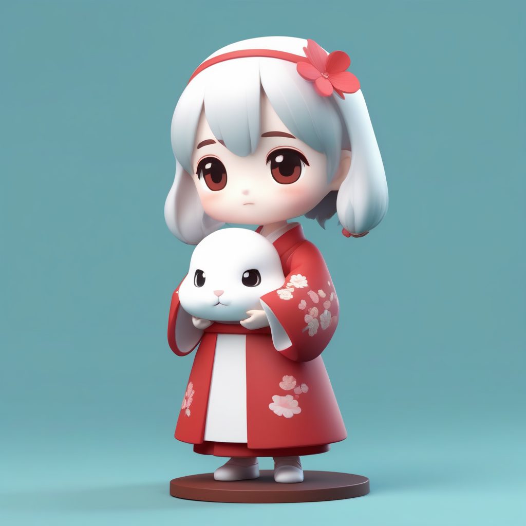 红白极简汉服:线条清晰的可爱Q版手办渲染 1 红白极简汉服:线条清晰的可爱Q版手办渲染