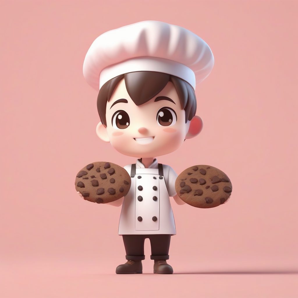 烘焙小厨师盲盒人偶：C4D高饱和度Q版男孩3D渲染提示词