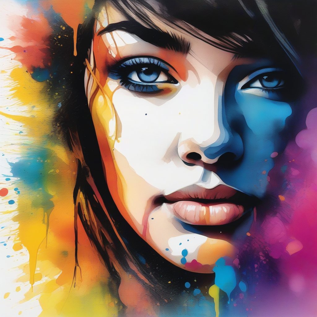 虹光流溢：眼部特写与随机纹理融合