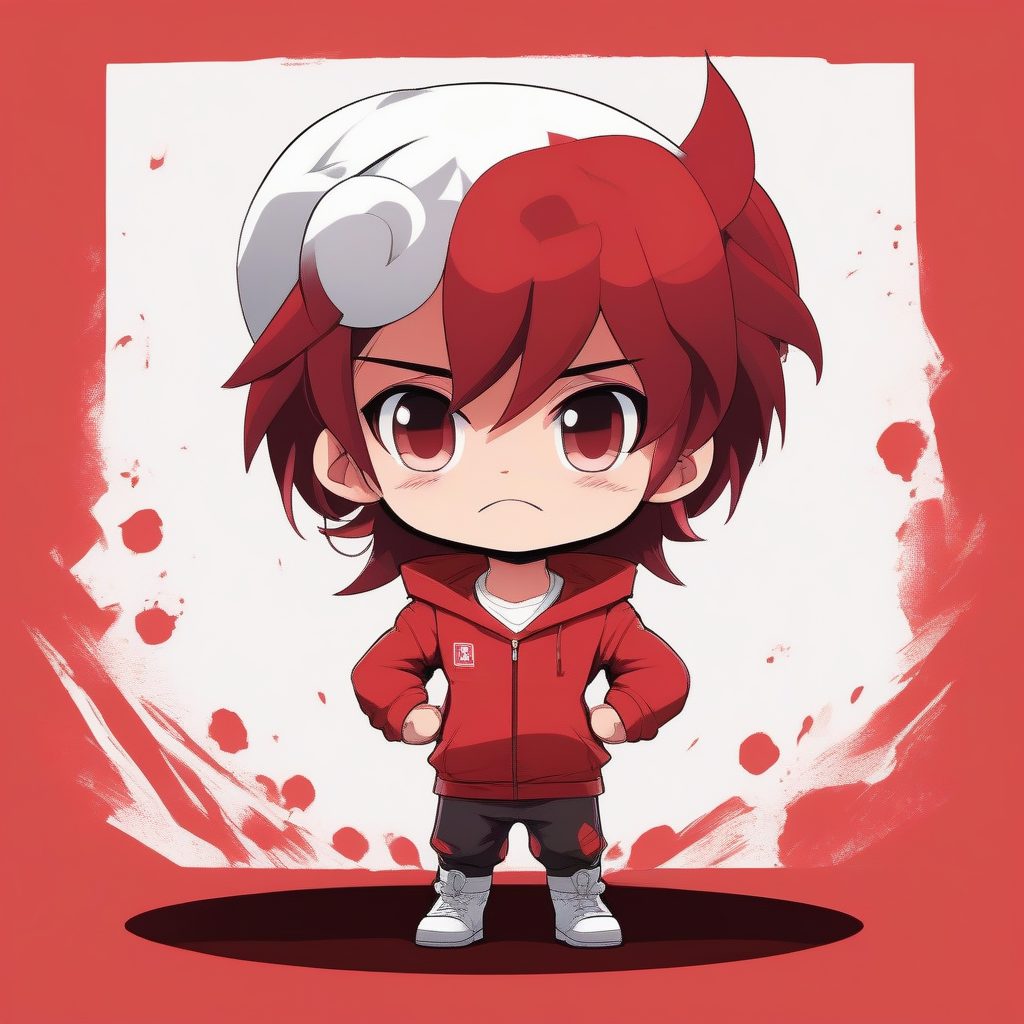 红色的决心：握紧拳头的可爱战士