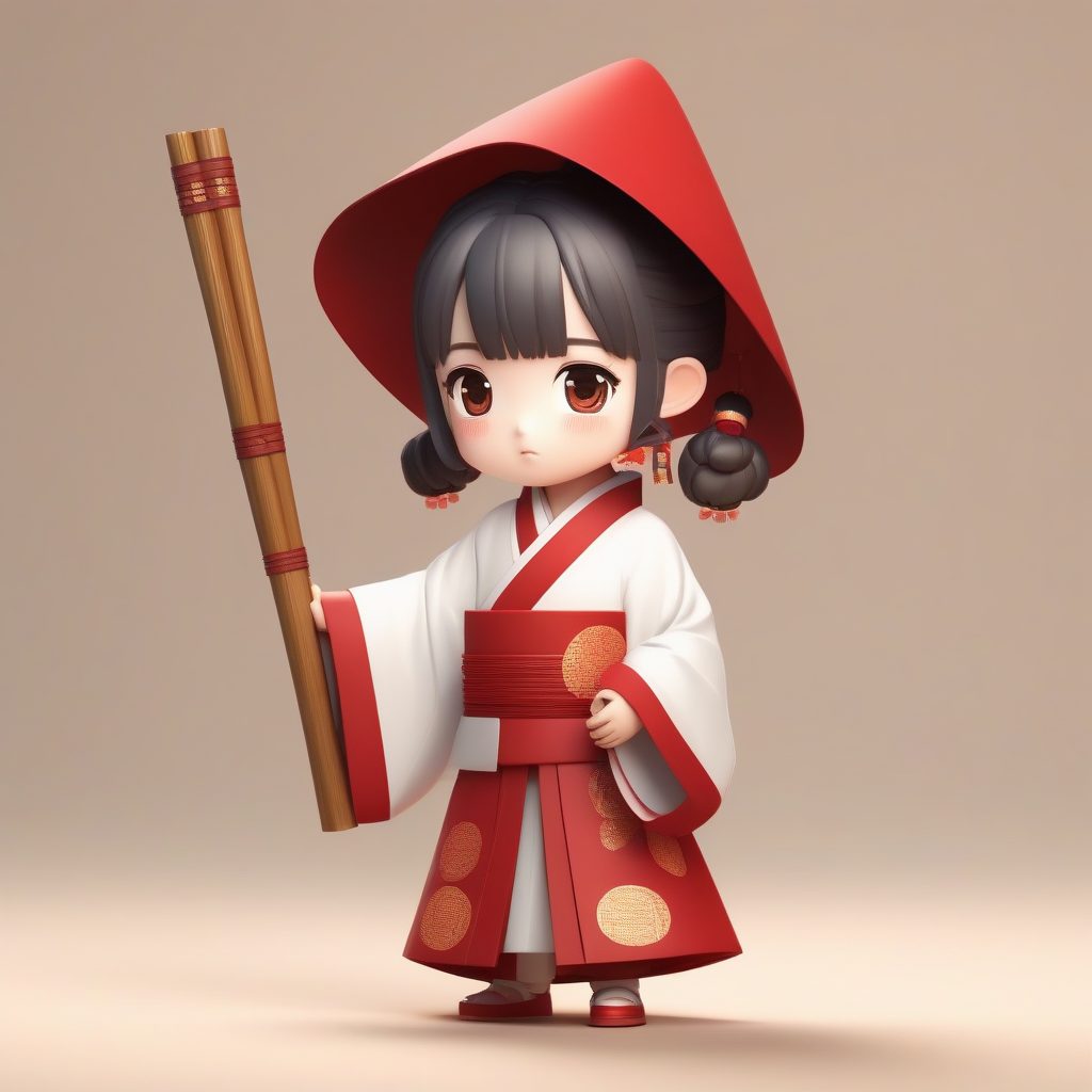 红色汉服小书童:手持竹简的全身站立Q版 5 红色汉服小书童:手持竹简的全身站立Q版