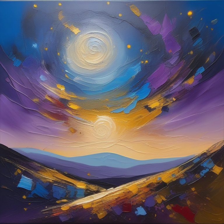 厚涂抽象炽烈的夜空风景