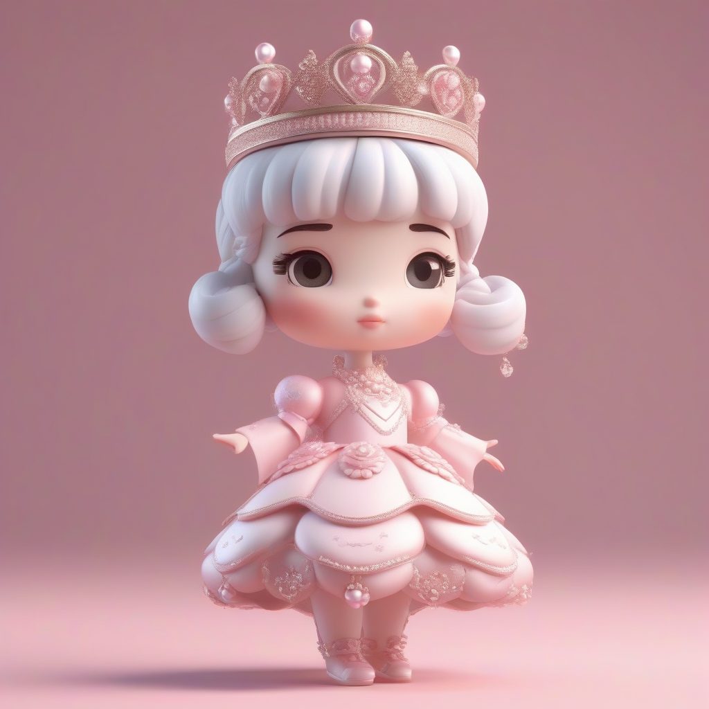 蝴蝶结珍珠潮流公主：超女性化Coquette风格3D粘土渲染