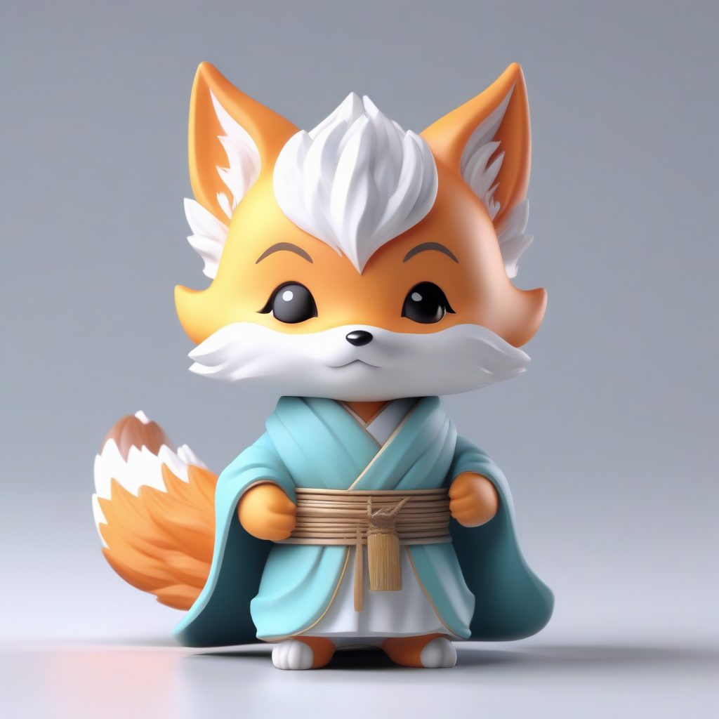 狐仙驾到！AI生成粘土材质Q版古风狐狸精：3D全身站立模型提示词解析