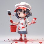 画家Q版女孩:调色板主题C4D全身渲染图 7 hua jia q ban nyu hai tiao se ban zhu ti c4d quan shen xuan ran tu