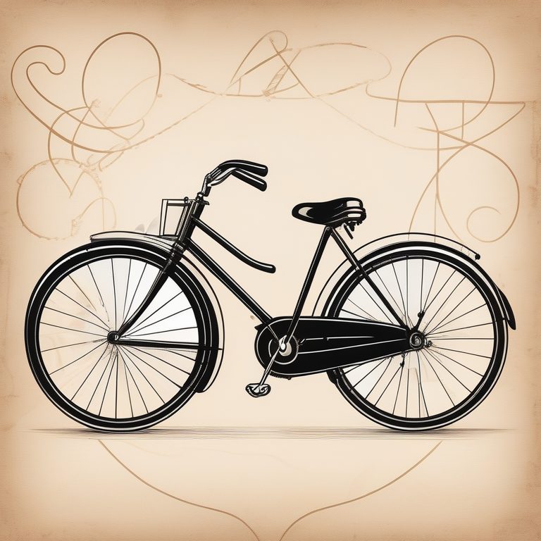 怀旧极简自行车线稿