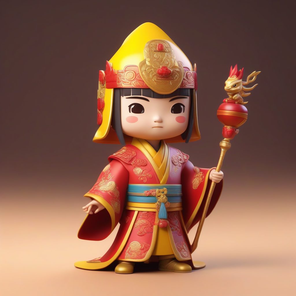 皇家Q版小皇子：龙纹刺绣帝袍，粘土材质高细节渲染