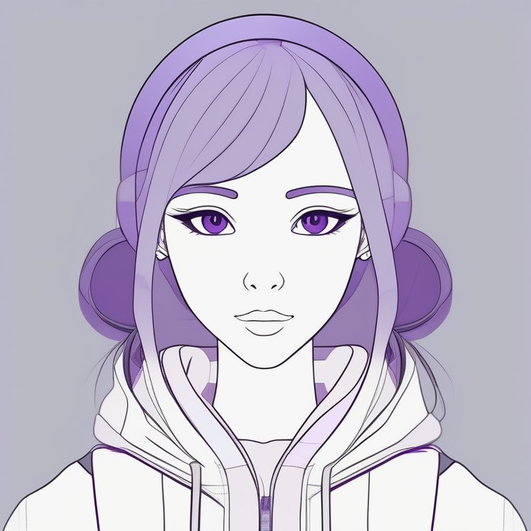 灰紫色背景极简少女前视肖像