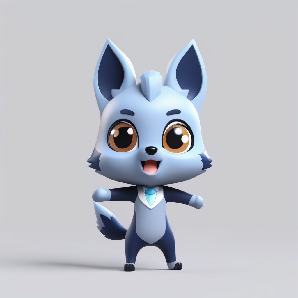 活泼跳跃狼耳娘：高光泽C4D手办全身图