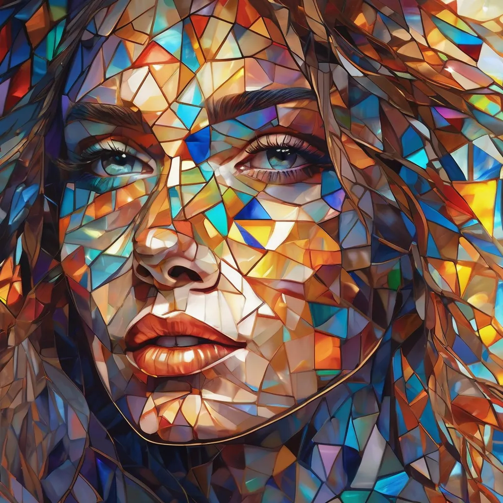 近景肖像提示词：融合神圣艺术与现代超现实主义