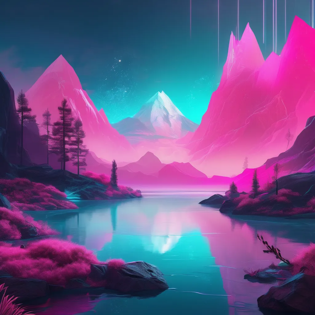 AI自然风景画提示词:梦幻光影与未来感结合