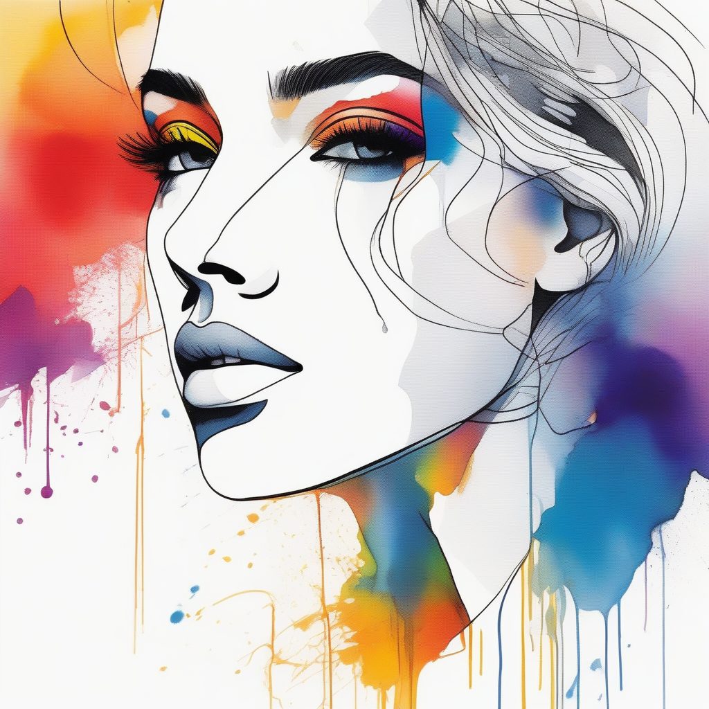 几何重构的时尚侧面像：极简线条与色彩爆发