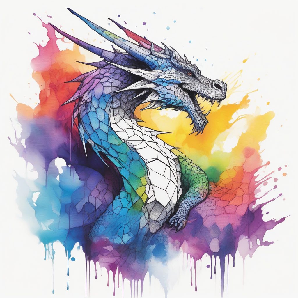 几何神龙：多边形鳞片的奇幻线条艺术