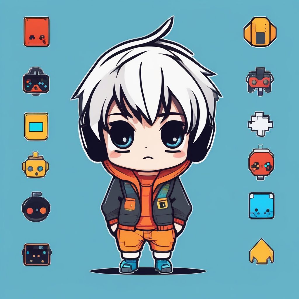 极简2D Q版复古游戏男孩：可爱风全身立绘插画