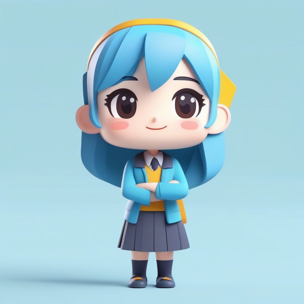 极简3D Q版数学老师：手持长尺的俏皮动作卡哇伊手办