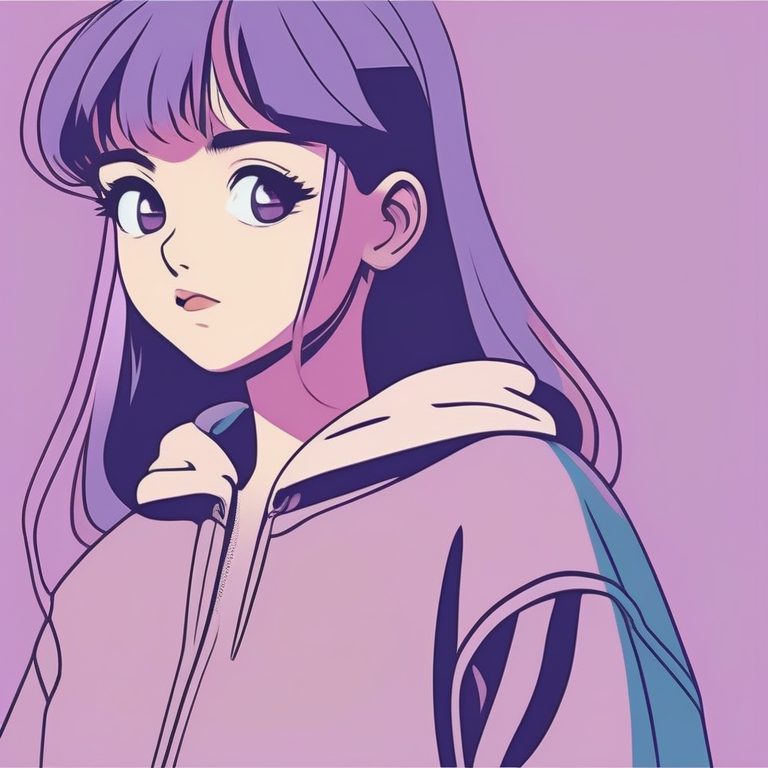 极简90年代复古动画少女人物