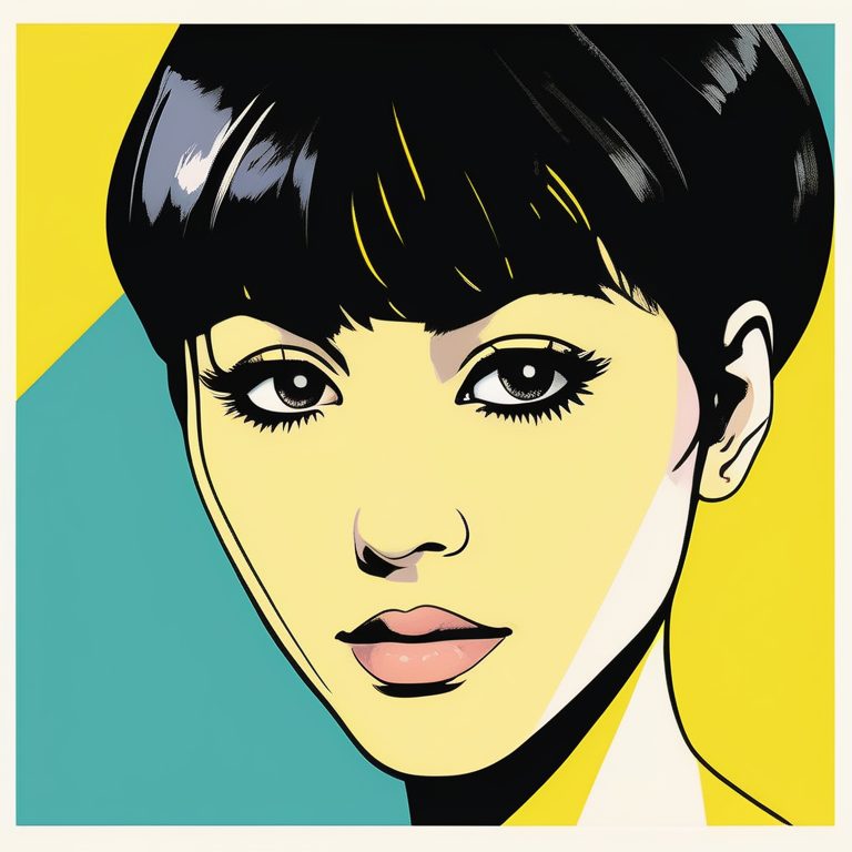 极简90年代VHS风格女孩肖像与柠檬背景