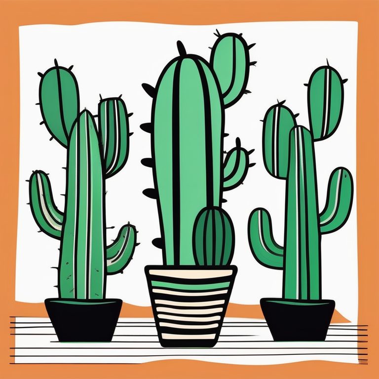 极简扁平+抽象涂鸦:绿色仙人掌