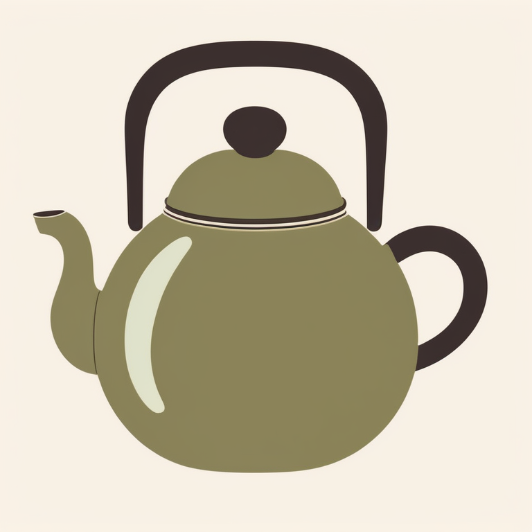 极简扁平+复古风格:带手柄茶壶