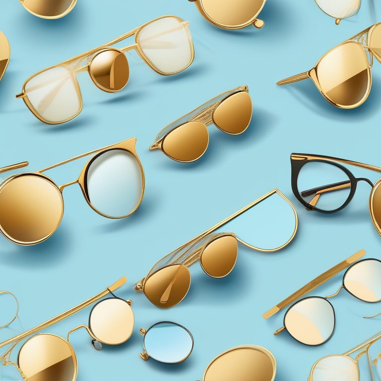 极简扁平+格调产品插画:金色眼镜