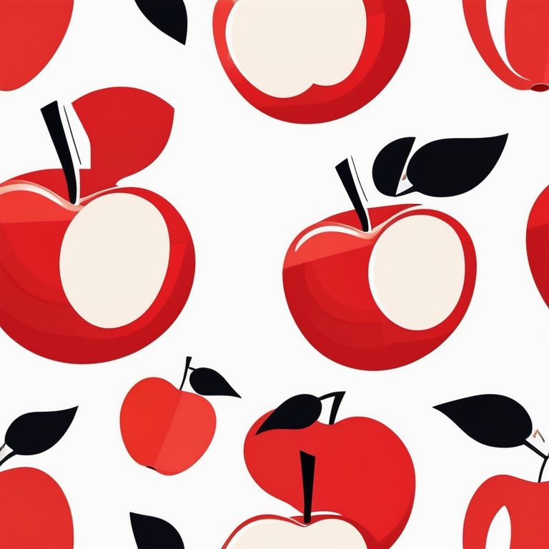 极简扁平+怀旧矢量：一颗红苹果