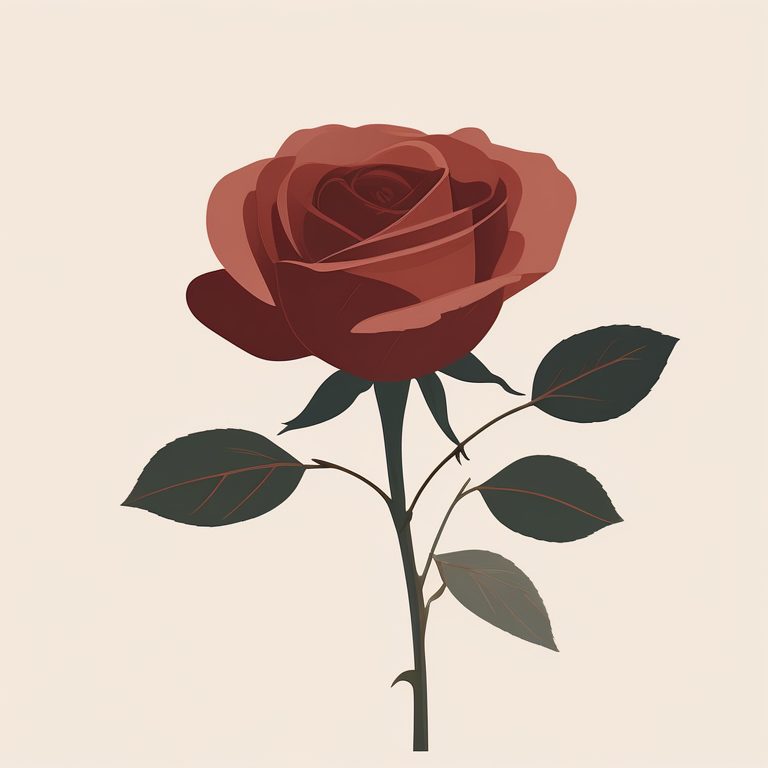 极简扁平+浪漫油画:红玫瑰
