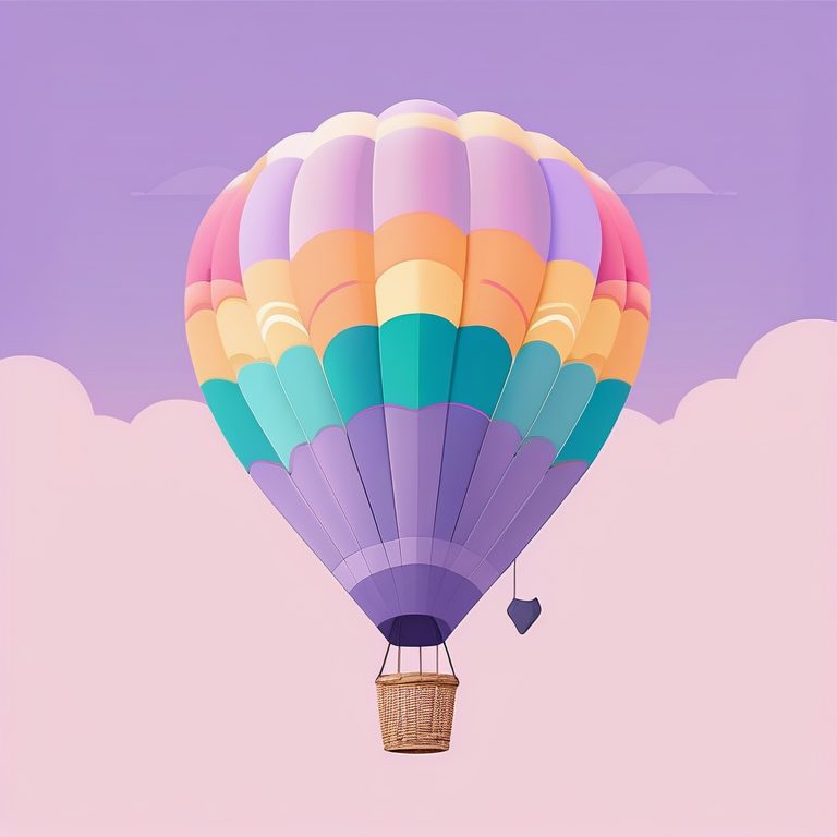 极简扁平+梦幻超现实:漂浮的热气球