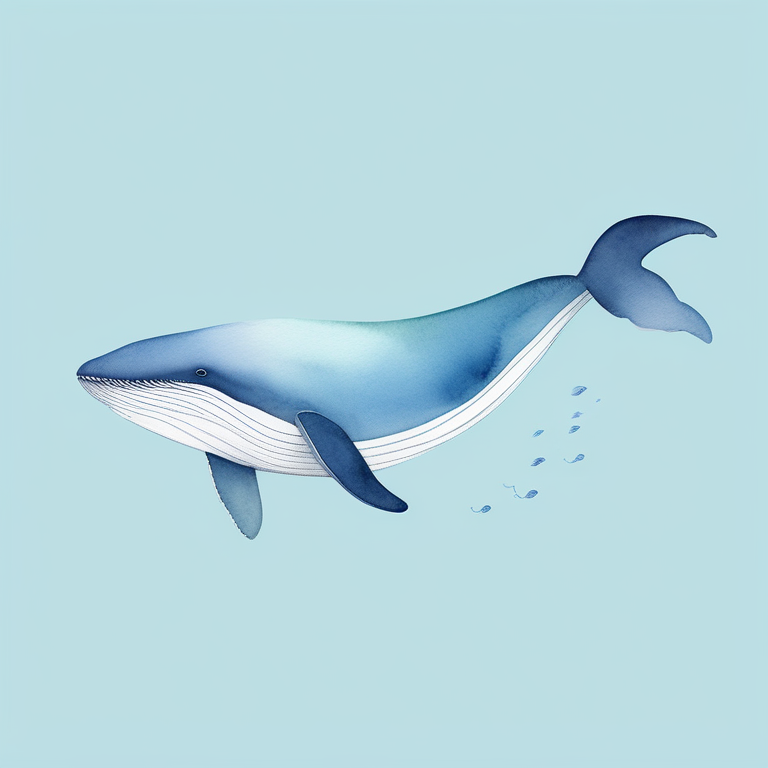 极简扁平+梦幻水彩:蓝鲸