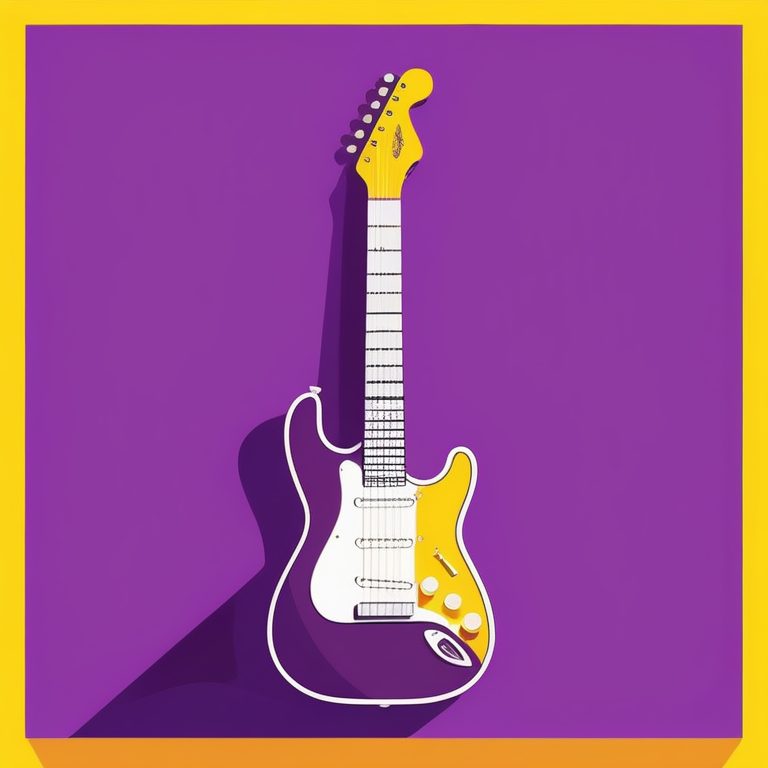 极简扁平+浓烈流行色:紫色电吉他