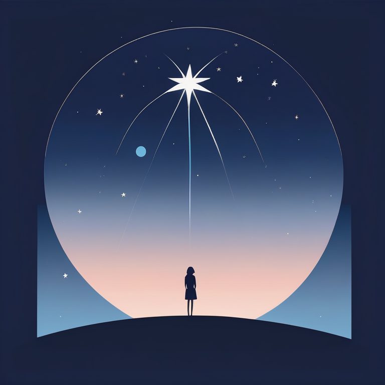 极简扁平女孩观星插画