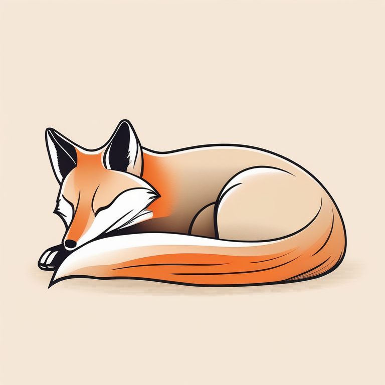 极简扁平+日式水墨风:一只睡觉的狐狸