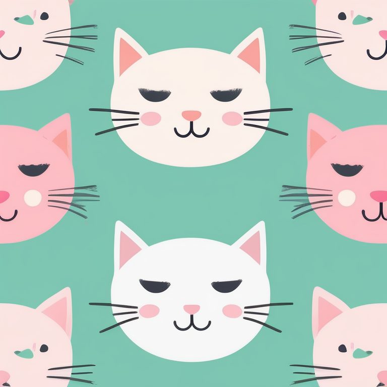极简扁平+柔和粉彩:粉色猫咪脸