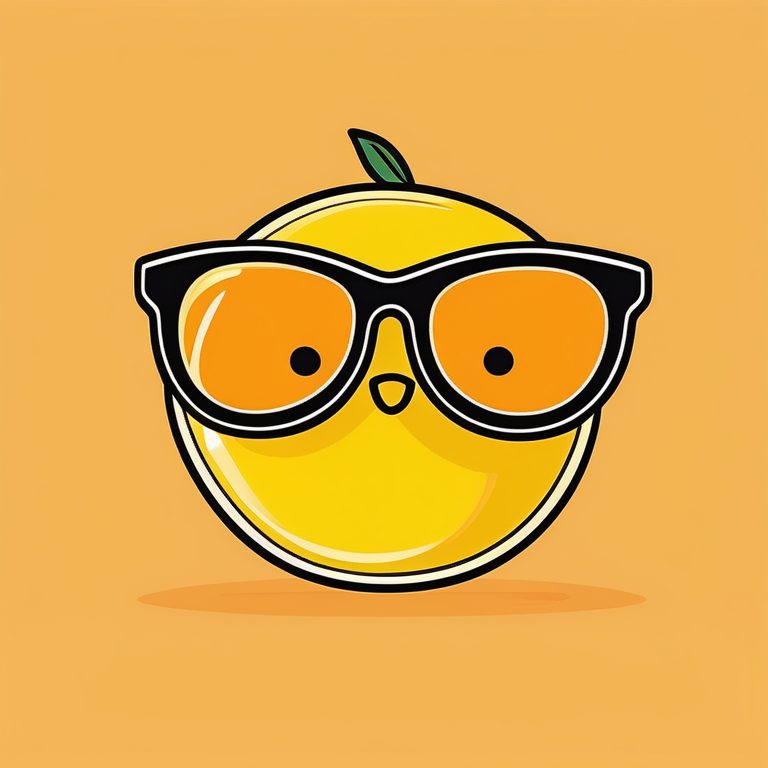 极简扁平+时尚涂鸦:墨镜柠檬