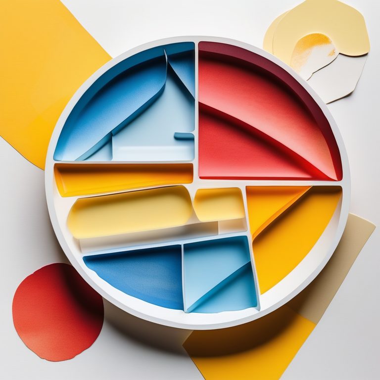 极简扁平+水彩拼贴:红黄蓝色拼盘