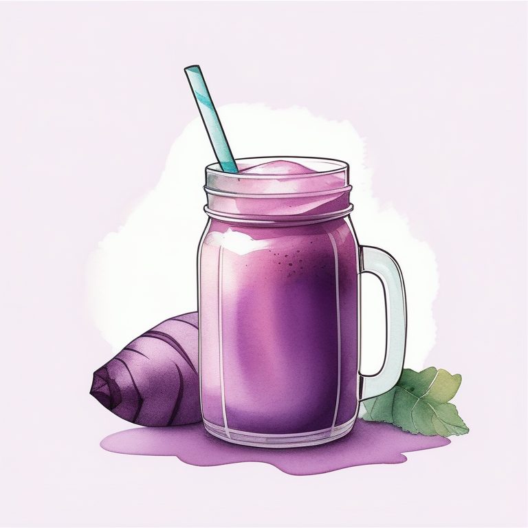 极简扁平+水彩杂志风:紫薯奶昔