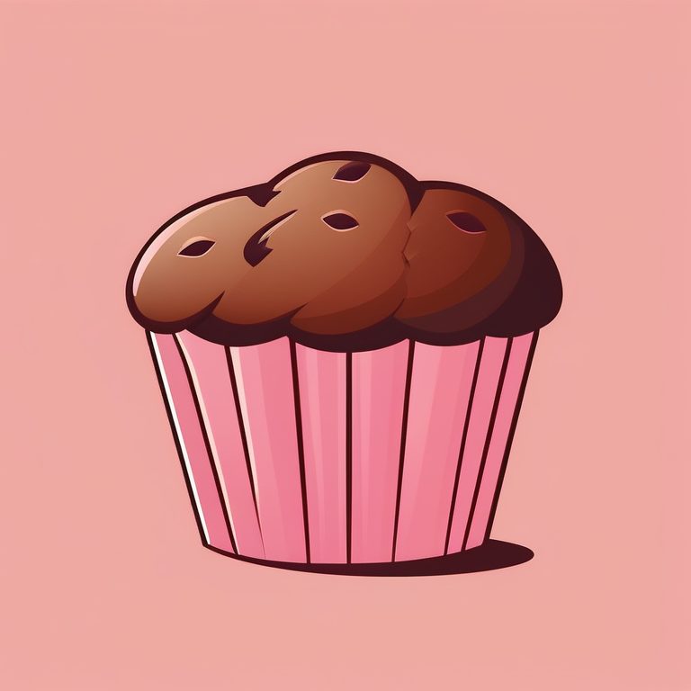极简扁平+甜品插画:棕色松饼