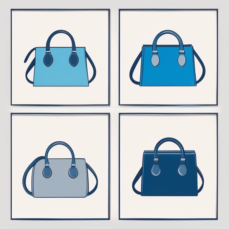 极简扁平+涂鸦手绘:蓝色手提包