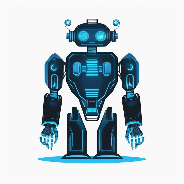 极简扁平+未来派霓虹:蓝色机器人