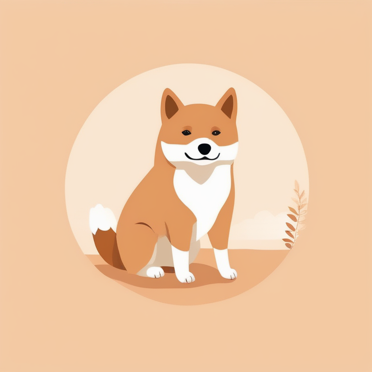 极简扁平+温暖立体油画:栗色柴犬