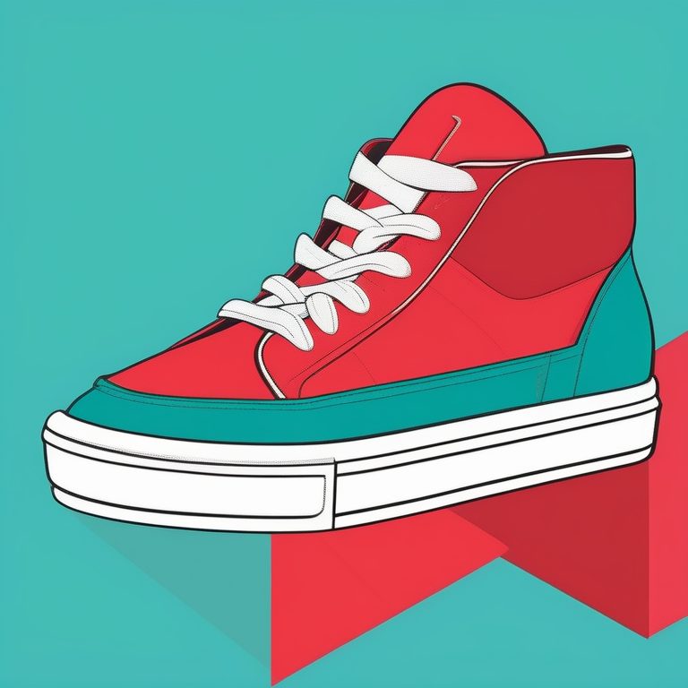 极简扁平+现代色块:红色运动鞋