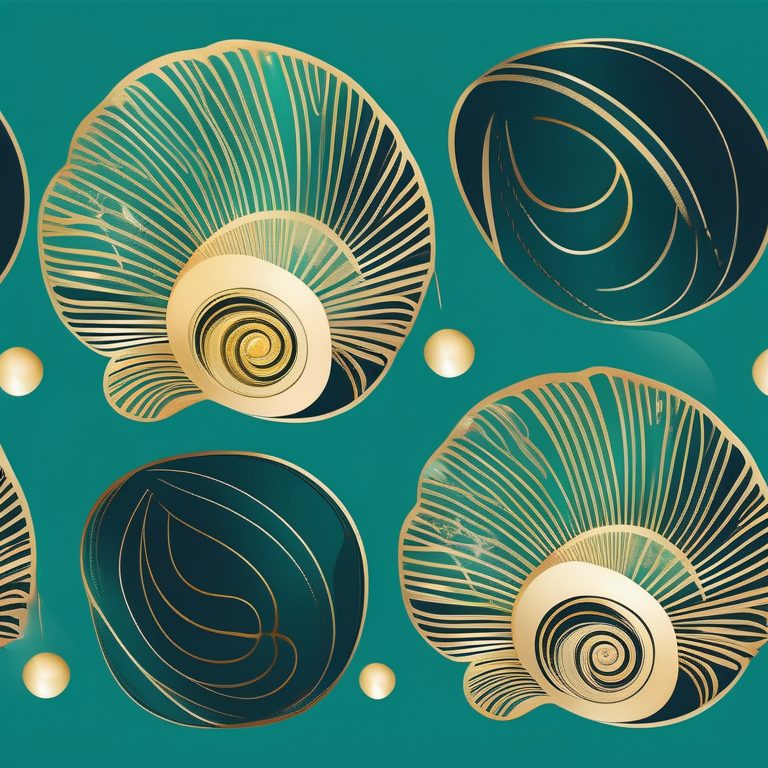 极简扁平+新艺术抽象:金色贝壳