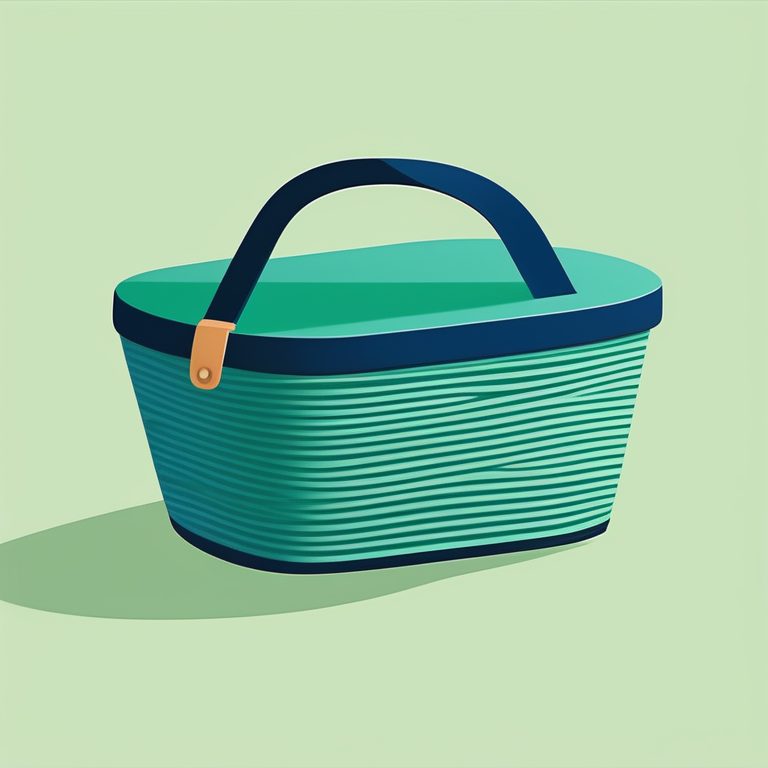 极简扁平+野餐插画:蓝色野餐篮