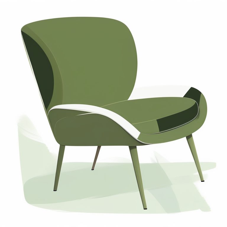 极简扁平+油画技巧:橄榄绿色椅子