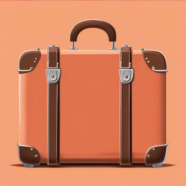 极简扁平+油画细节:褐色复古行李箱