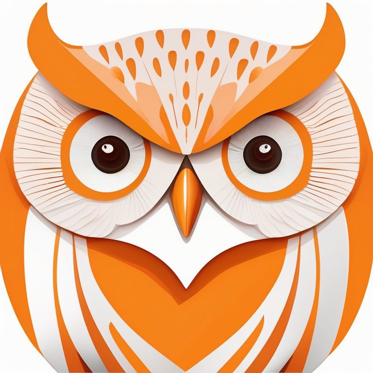 极简扁平+油画质感:橘色猫头鹰