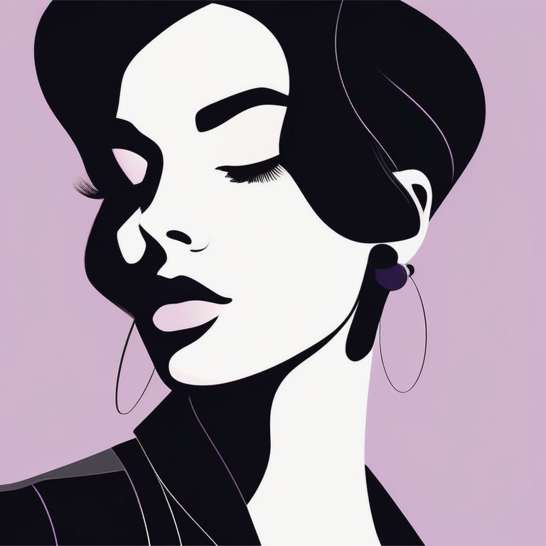 极简扁平+杂志插画:时尚女孩头像