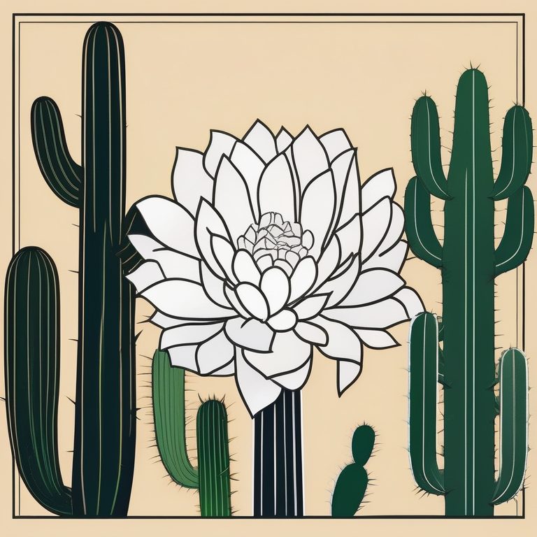 极简波普线条风格的一颗仙人掌