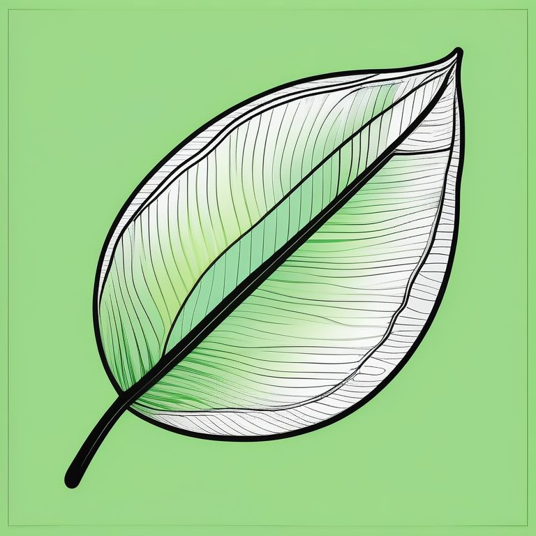 极简波普线条艺术风格的一片叶子