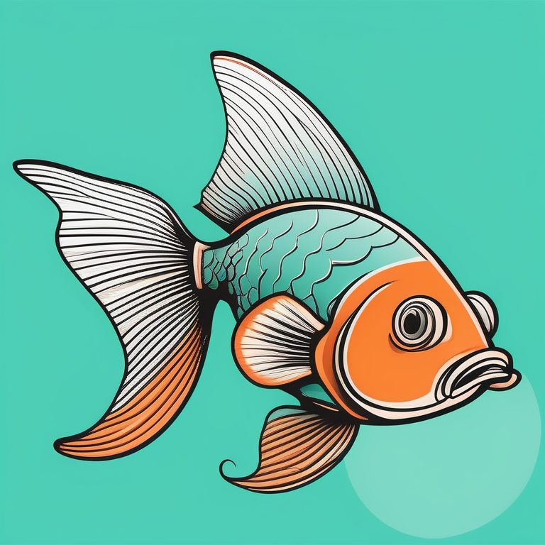极简波普线条艺术风格的一只金鱼