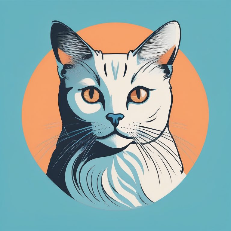 极简波普线条艺术风格的一只猫